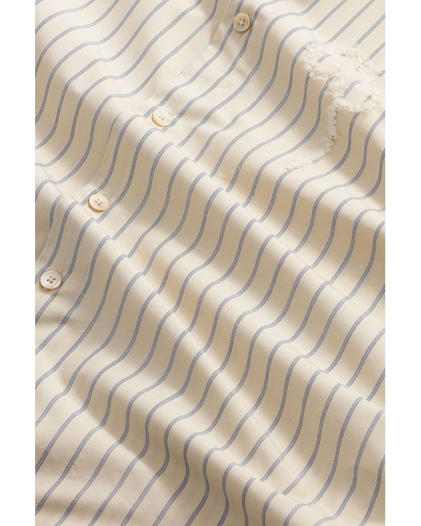 CHEMISE ANGINE EN COTON RAYURES KAKI