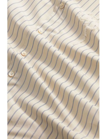 CHEMISE ANGINE EN COTON RAYURES KAKI