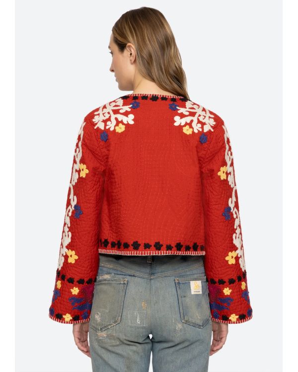 VESTE CATRINE APPLIQUE ROUGE 2