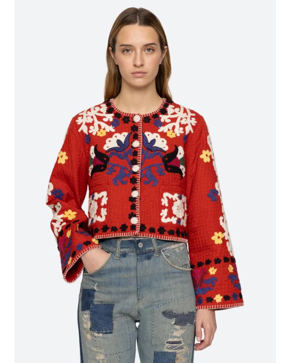 VESTE CATRINE APPLIQUE ROUGE