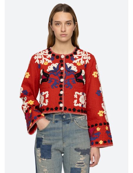 VESTE CATRINE APPLIQUE ROUGE