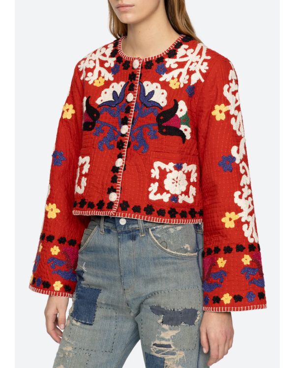 VESTE CATRINE APPLIQUE ROUGE