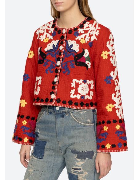 VESTE CATRINE APPLIQUE ROUGE