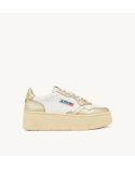 MEDALIST PLATFORM SNEAKERS IN WHITE AND PLATINUM