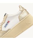 MEDALIST PLATFORM SNEAKERS IN WHITE AND PLATINUM