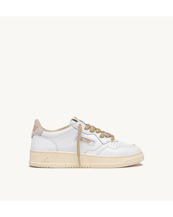 MEDALIST SNEAKERS WOMAN WHITE AND DETAILS IN GOLD LUREX