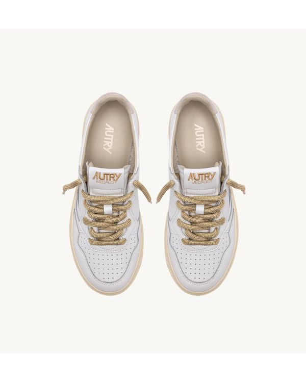 MEDALIST SNEAKERS WOMAN WHITE AND DETAILS IN GOLD LUREX
