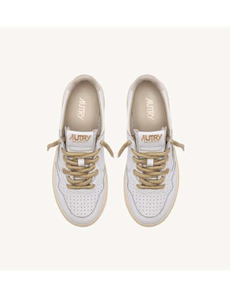 MEDALIST SNEAKERS WOMAN WHITE AND DETAILS IN GOLD LUREX