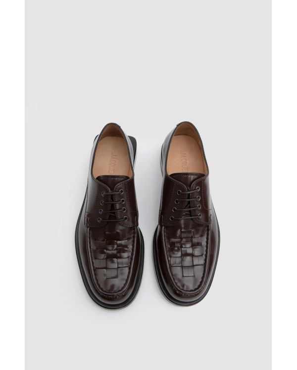 BROWN BRAIDED DERBYS