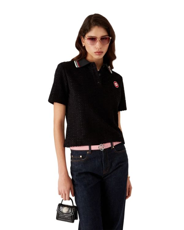 MONOGRAM JACQUARD TOWELLING POLO SHIRT BLACK 2