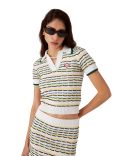 COTTON TUCK STITCH CROPPED POLO SHIRT