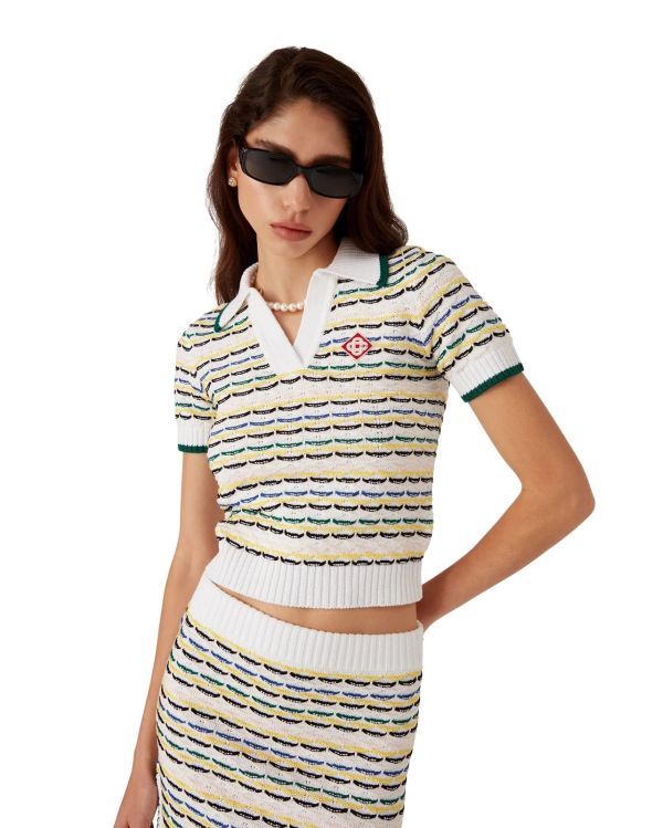 COTTON TUCK STITCH CROPPED POLO SHIRT 2