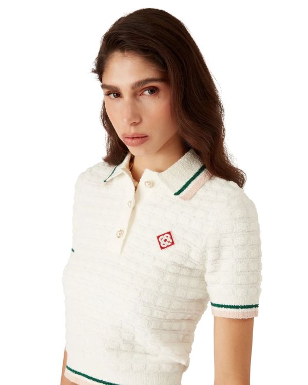 COTTON BOUCLÉ POLO SHIRT WHITE