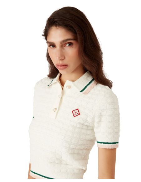 COTTON BOUCLÉ POLO SHIRT WHITE