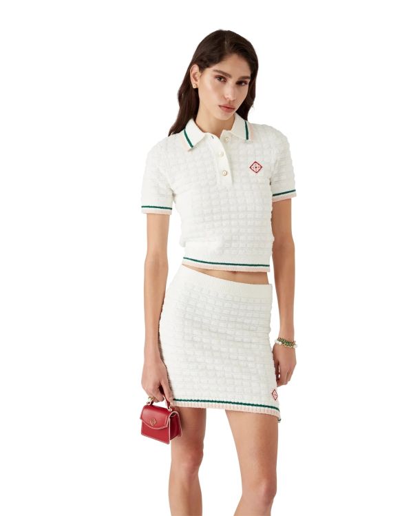 COTTON BOUCLÉ POLO SHIRT WHITE