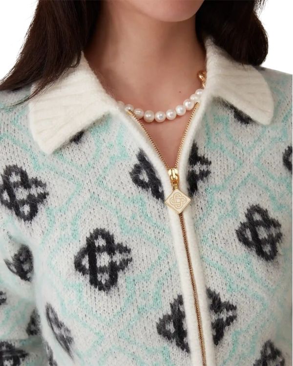PULL ZIPPÉ MONOGRAMME EN MOHAIR