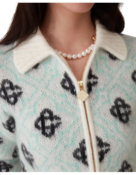 PULL ZIPPÉ MONOGRAMME EN MOHAIR