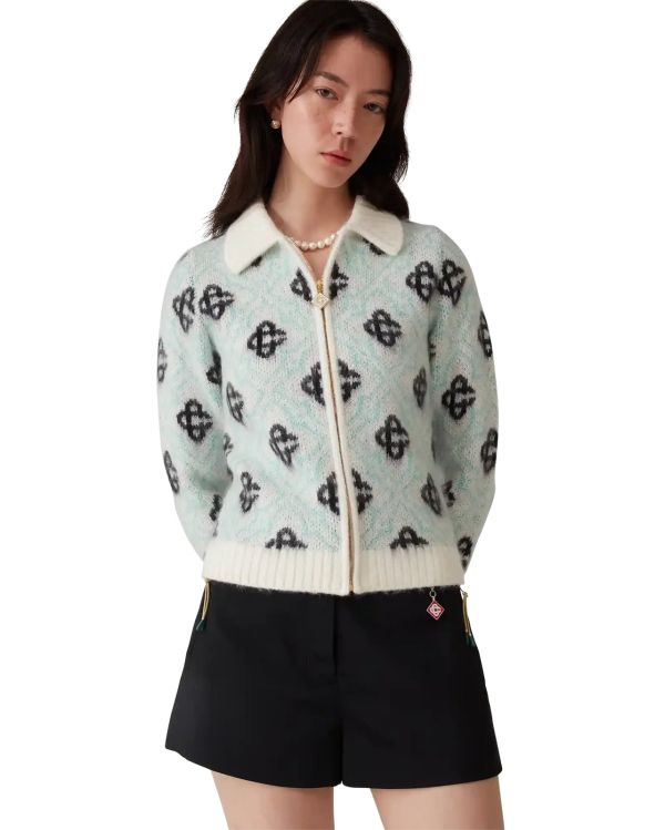 PULL ZIPPÉ MONOGRAMME EN MOHAIR