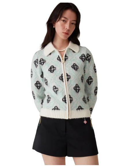 MOHAIR MONOGRAM ZIP JUMPER