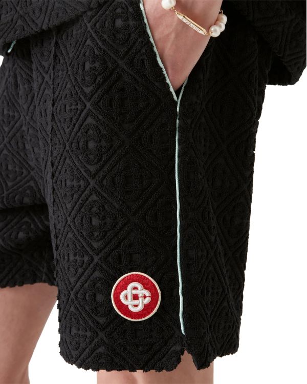MONOGRAM JACQUARD TOWELLING SHORTS BLACK