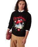 PULL CHAMPIGNON BRODÉ EN COTON NOIR