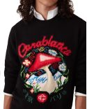 PULL CHAMPIGNON BRODÉ EN COTON NOIR