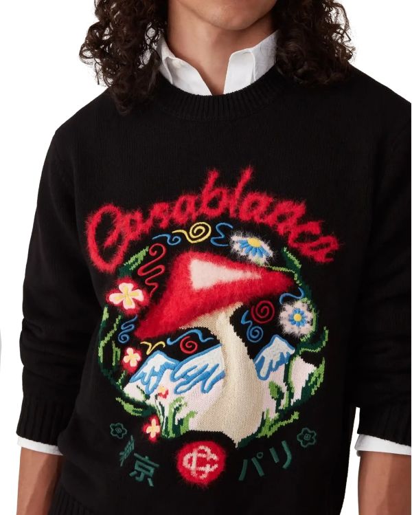 COTTON EMBROIDERED MUSHROOM JUMPER BLACK
