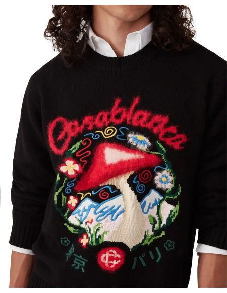 COTTON EMBROIDERED MUSHROOM JUMPER BLACK