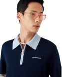 POLO DE TENNIS EN TRICOT MÉRINOS MARINE