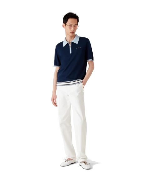 POLO DE TENNIS EN TRICOT MÉRINOS MARINE
