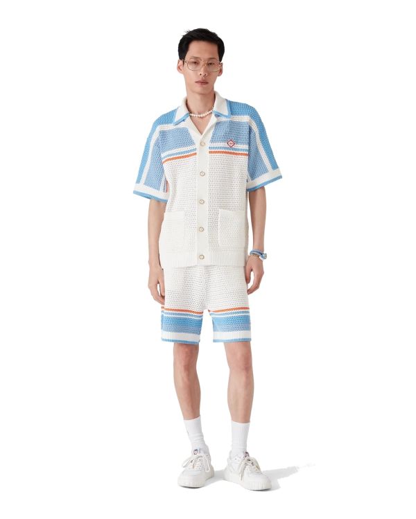 COTTON TENNIS CROCHET SHIRT BLUE 2