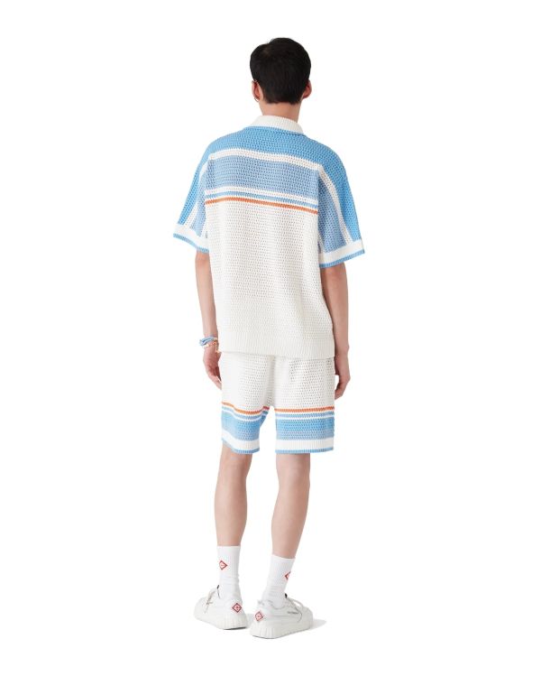 CHEMISE DE TENNIS EN COTON ET CROCHET BLEU