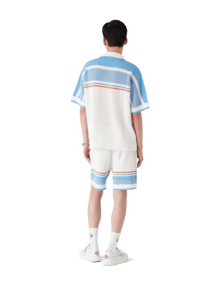 COTTON TENNIS CROCHET SHIRT BLUE