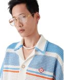 CHEMISE DE TENNIS EN COTON ET CROCHET BLEU