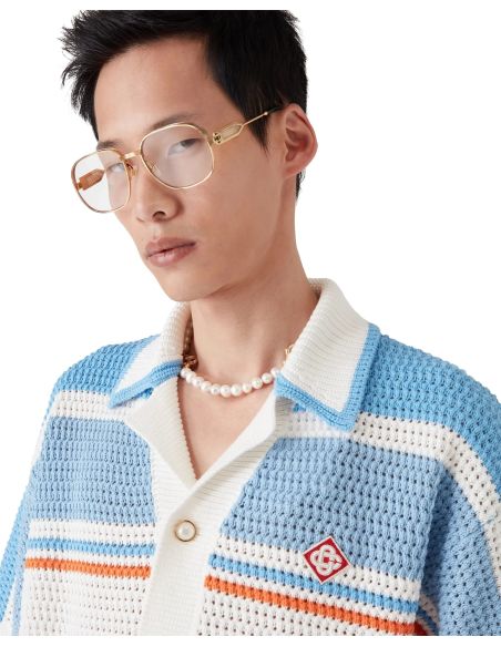 CHEMISE DE TENNIS EN COTON ET CROCHET BLEU