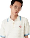 POLO EN COTON BOUCLÉ BLANC CASSÉ