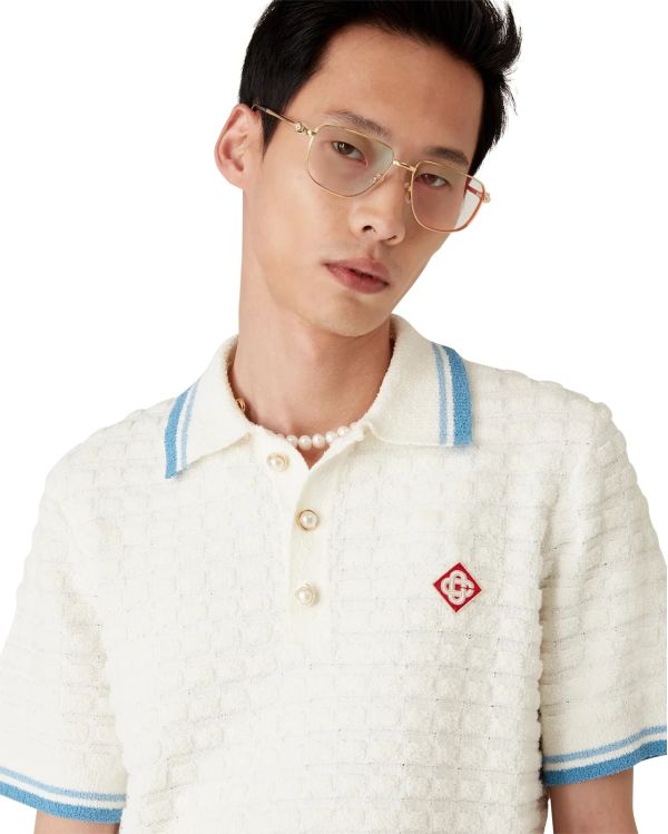 COTTON BOUCLE POLO SHIRT OFF-WHITE