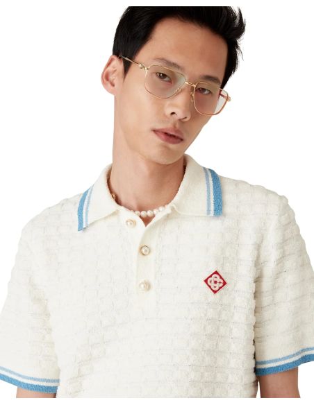 COTTON BOUCLE POLO SHIRT OFF-WHITE