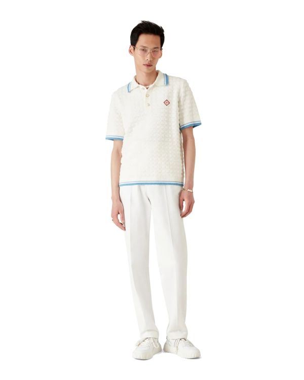 COTTON BOUCLE POLO SHIRT OFF-WHITE 2