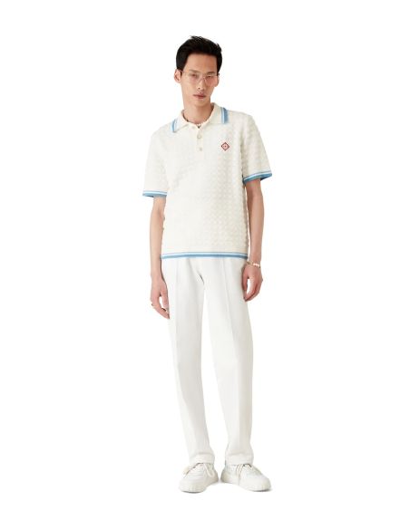 POLO EN COTON BOUCLÉ BLANC CASSÉ