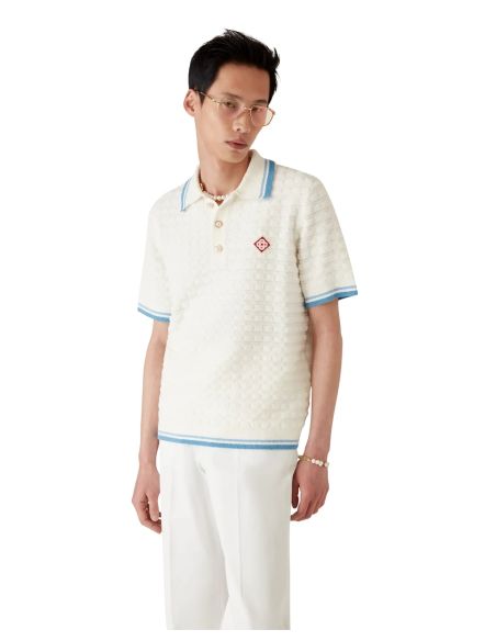 POLO EN COTON BOUCLÉ BLANC CASSÉ