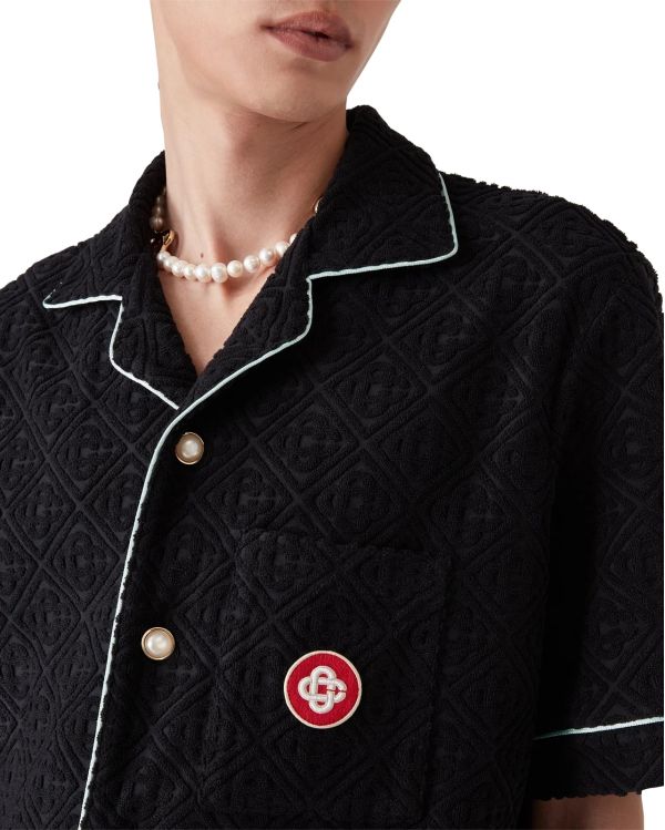 CHEMISE EN ÉPONGE MOTIF JACQUARD MONOGRAMME NOIR