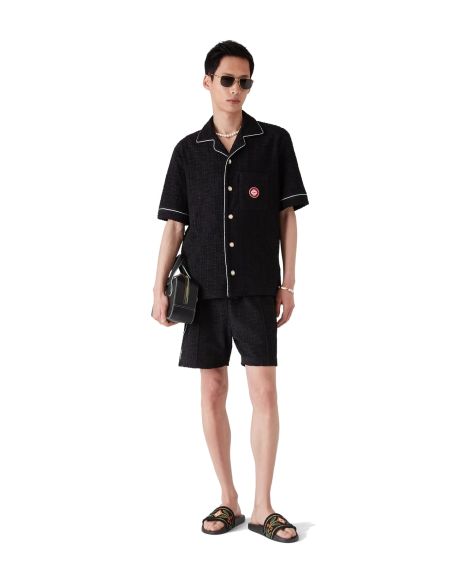 CHEMISE EN ÉPONGE MOTIF JACQUARD MONOGRAMME NOIR