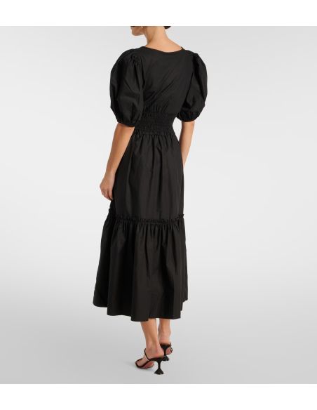 ROBE BLACK COTTON POPLIN LONG SMOCK