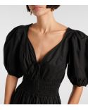 ROBE BLACK COTTON POPLIN LONG SMOCK