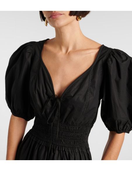 ROBE BLACK COTTON POPLIN LONG SMOCK