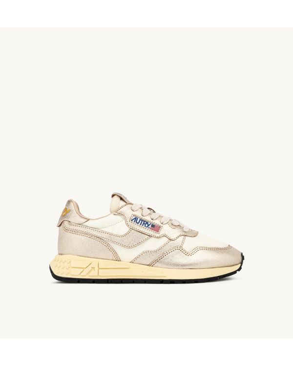 REELWIND WOMEN'S WHITE AND METALLIC GOLD SNEAKERS