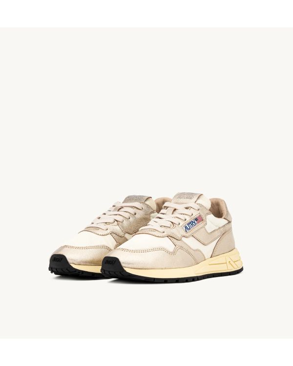 REELWIND WOMEN'S WHITE AND METALLIC GOLD SNEAKERS 2