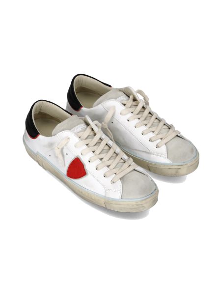 PRSX MEN'S WHITE BLACK AND RED SNEAKERS