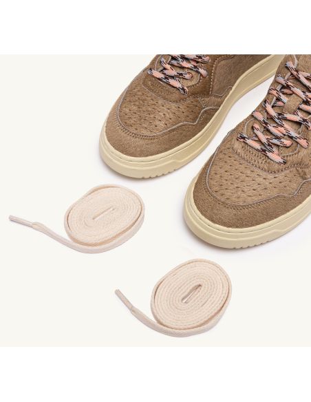 MEDALIST WOMEN'S BEIGE PONY SNEAKERS